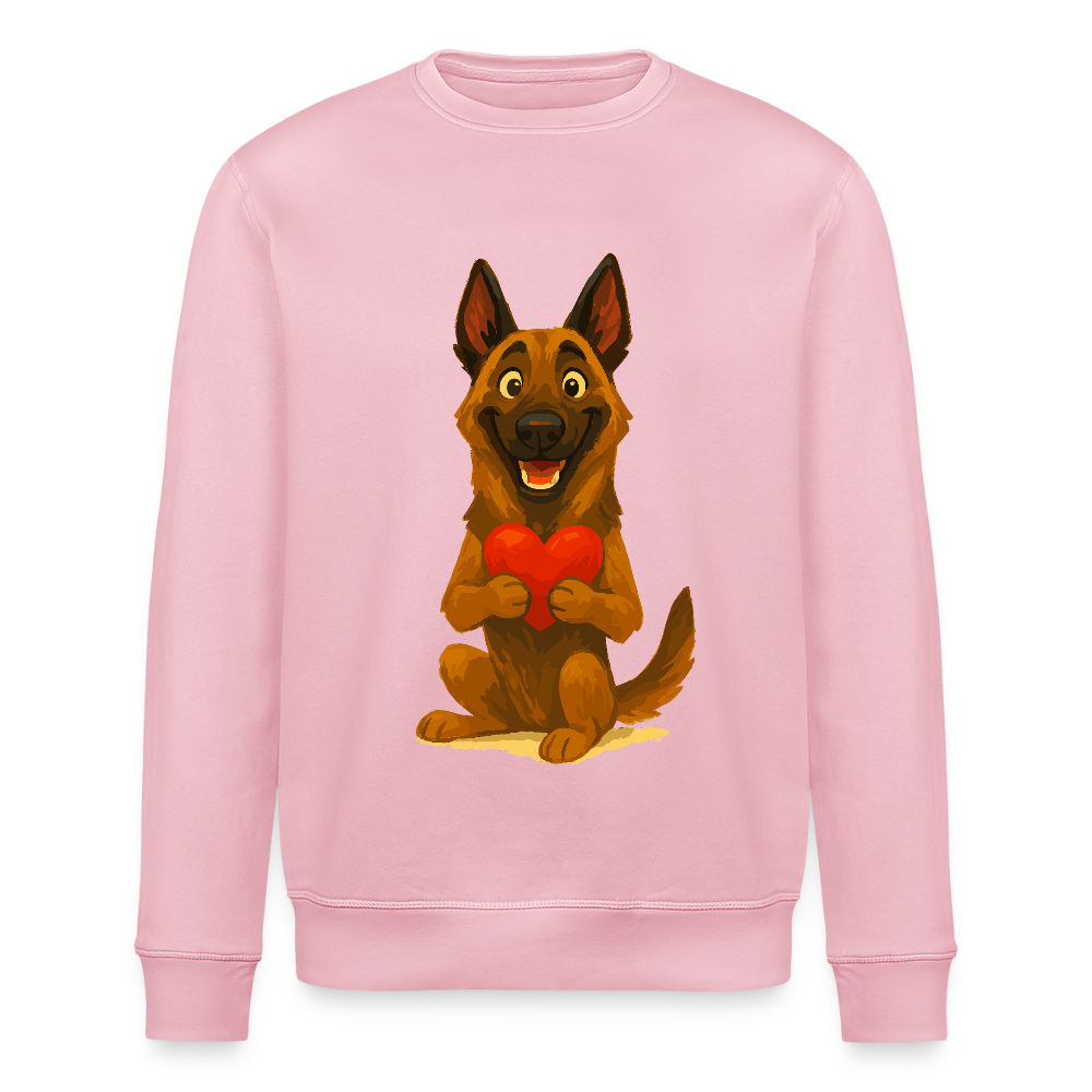 Malinois Sweatshirt mit Herz Cartoon – liebevoller Belgischer Schäferhund als Hunde Motiv für Hundeliebhaber und Geschenkideen - Hellrosa