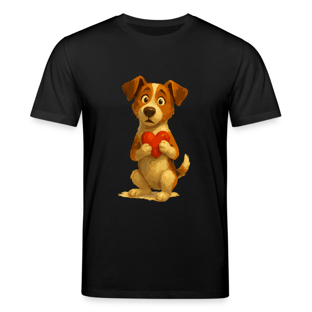 Jack Russell Terrier T-Shirt mit Herz – süßes Cartoon Motiv, liebevoller Hund, Geschenkidee für Valentinstag und Hundeliebhaber - Schwarz