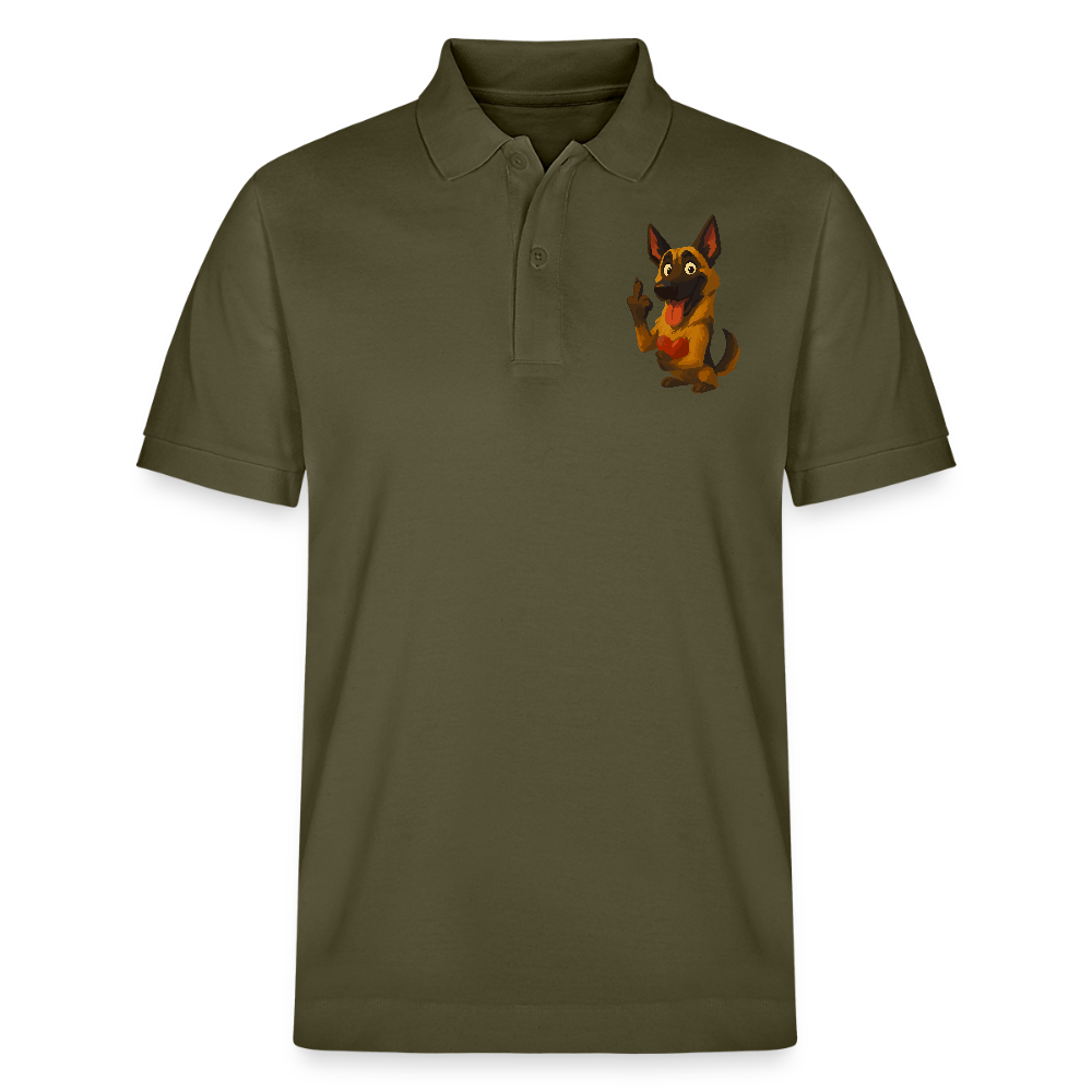 Frecher Malinois Poloshirt mit Herz – witziges und provokantes Hunde Cartoon Motiv für Hundeliebhaber mit Sinn für Humor - Khaki