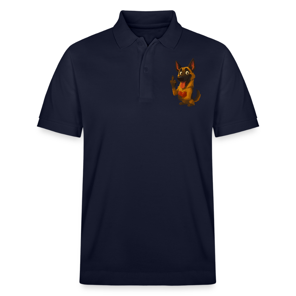 Frecher Malinois Poloshirt mit Herz – witziges und provokantes Hunde Cartoon Motiv für Hundeliebhaber mit Sinn für Humor - Navy
