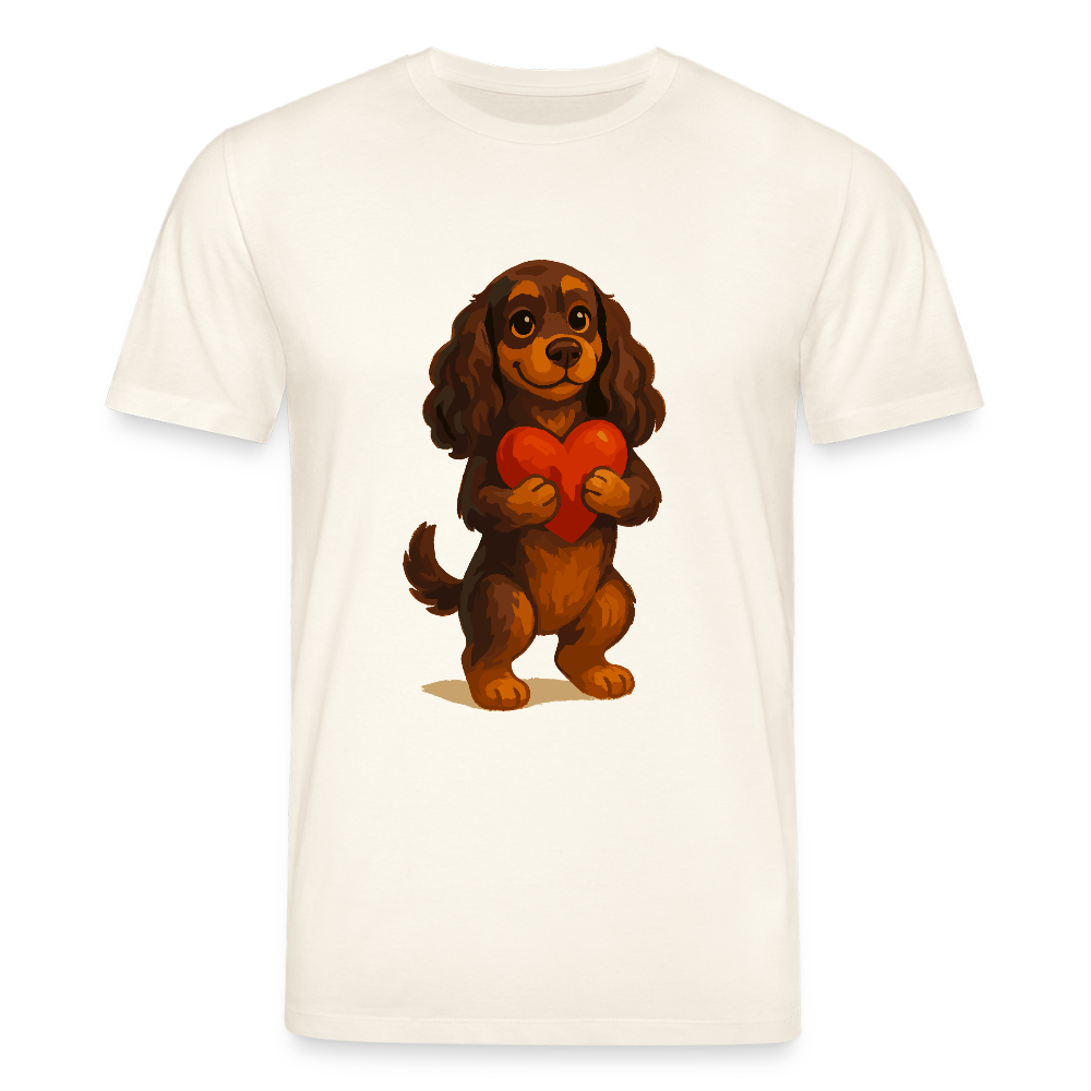 Cocker Spaniel T-Shirt mit Herz – Süßer Cartoon Hund, perfektes Motiv für Valentinstag und Hundeliebhaber - Naturweiß