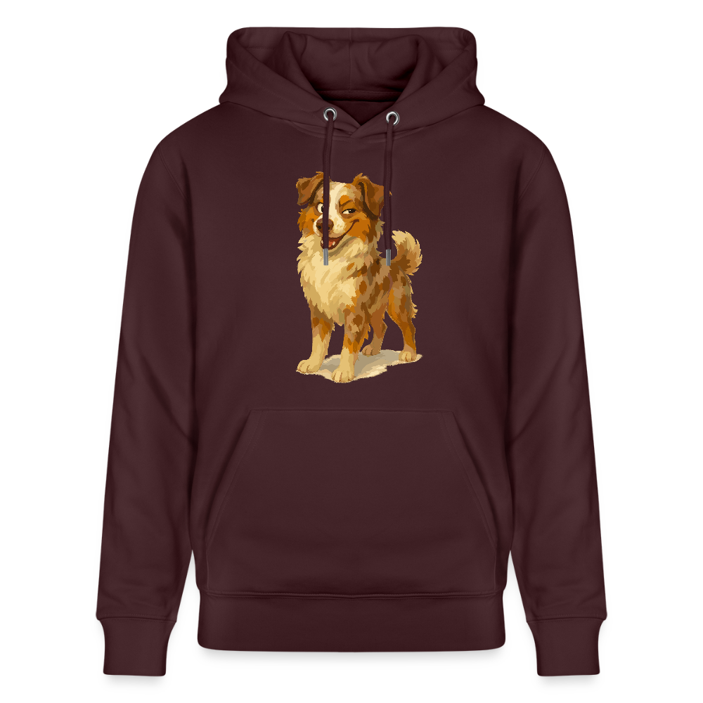 Australian Shepherd Hoodie Frecher Cartoon mit verschmitztem Grinsen – Humorvolles Hunde Motiv für Tierfreunde und Geschenkideen - Maroon