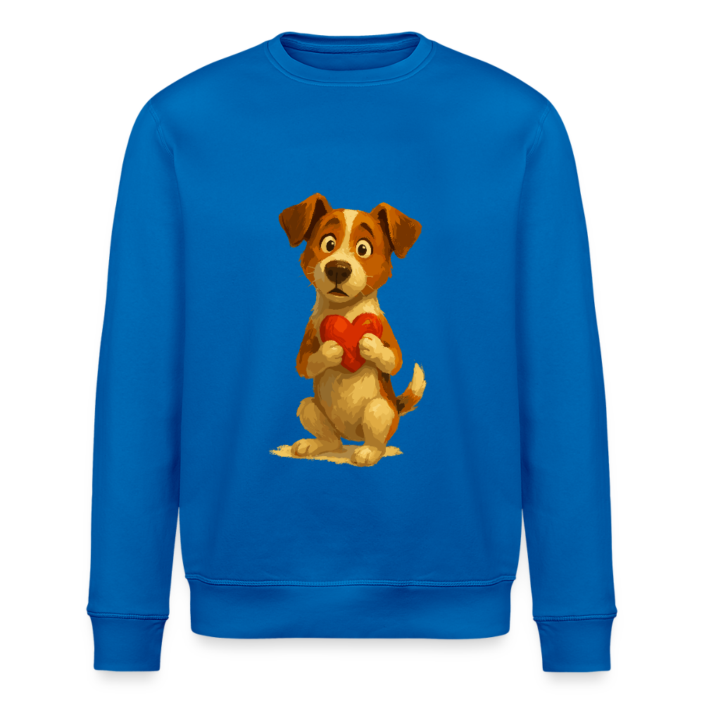 Jack Russell Terrier Sweatshirt mit Herz – süßes Cartoon Motiv, liebevoller Hund, Geschenkidee für Valentinstag und Hundeliebhaber - Königsblau