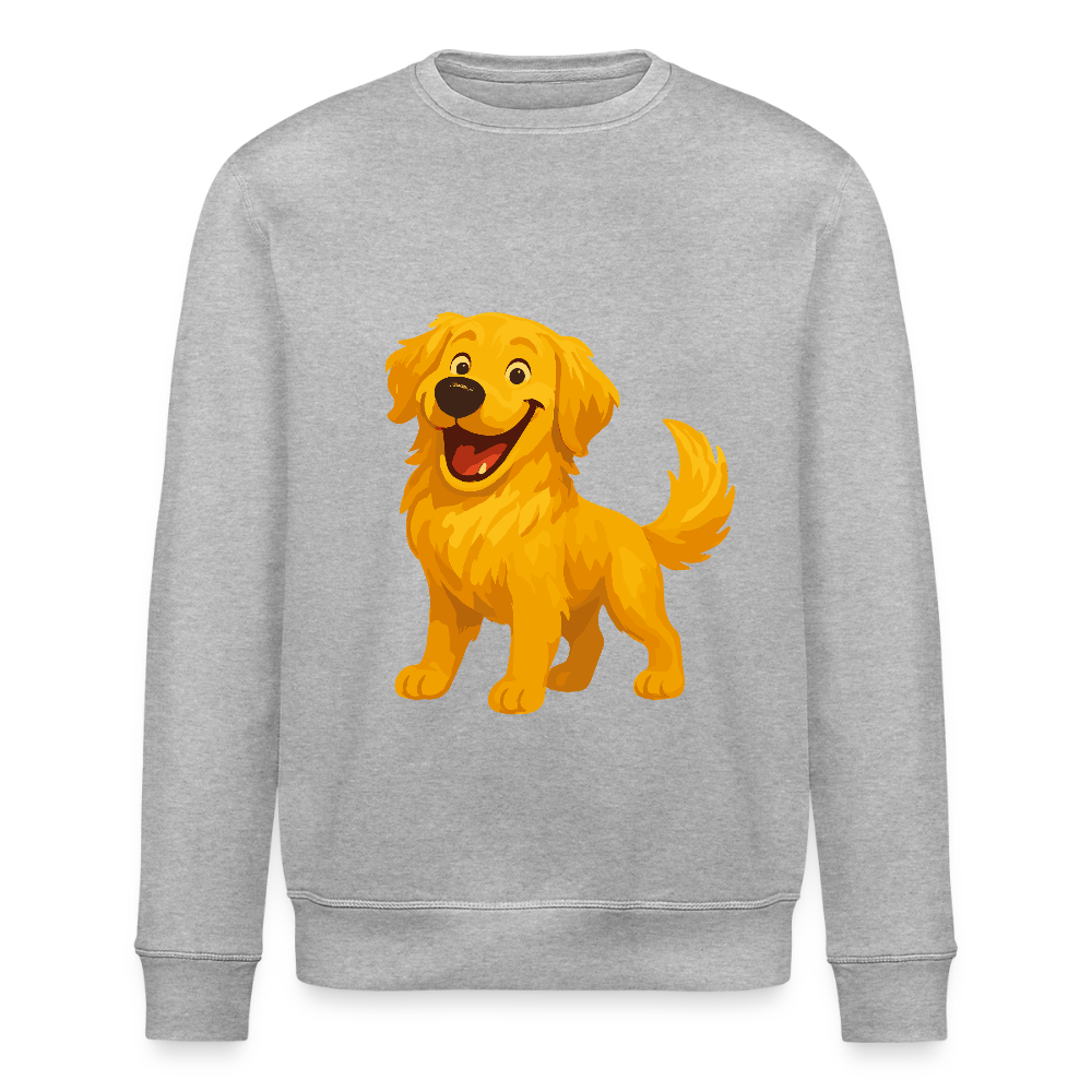 Golden Retriever Sweatshirt Fröhlicher Cartoon – lachendes Hundemotiv, süßes Geschenk für Hundeliebhaber und Tierfreunde - Grau meliert