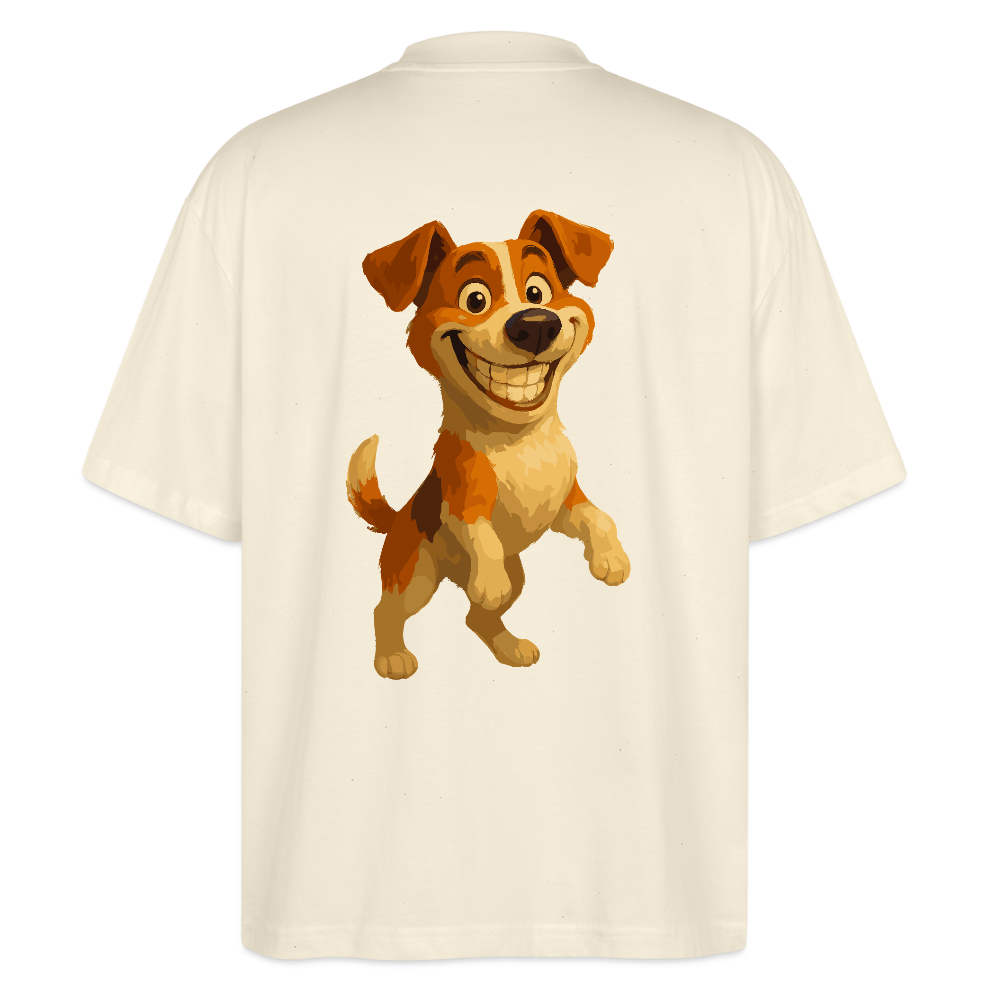Jack Russell Terrier Oversized breit grinsend – süßer Cartoon Hund, lustiges Motiv für Hundeliebhaber & Geschenkidee für Tierfreunde - Weißgrau