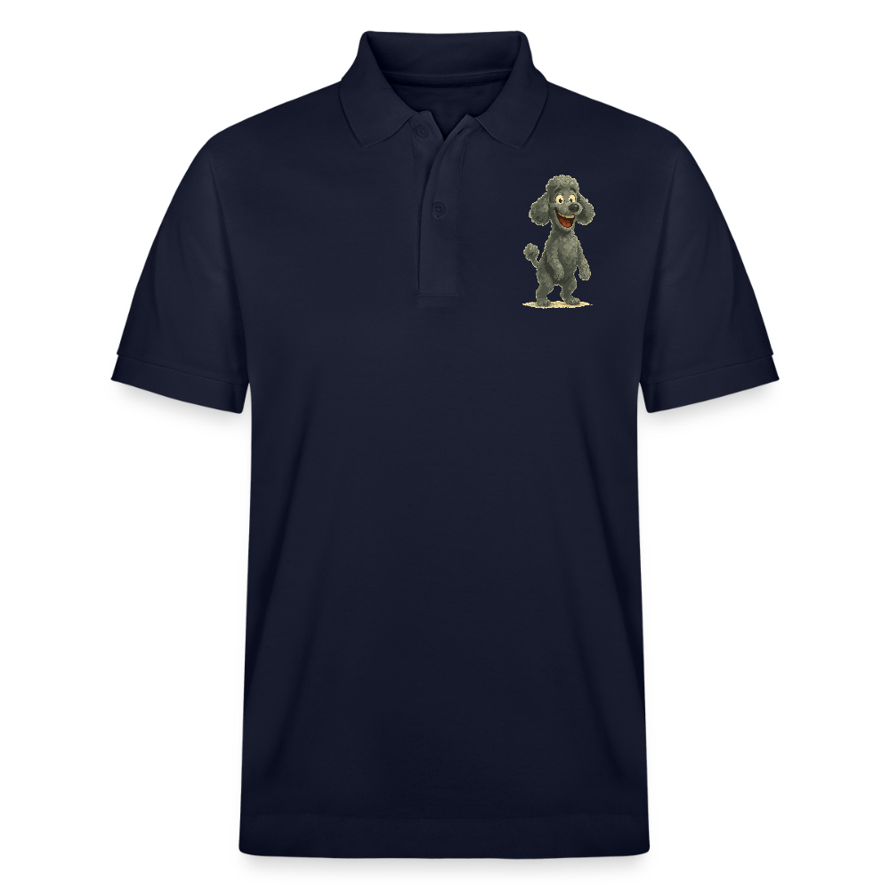 Pudel Poloshirt mit breitem Grinsen Lustiger Cartoon – Witziges Hunde Design für Pudel Fans und Hundeliebhaber - Navy