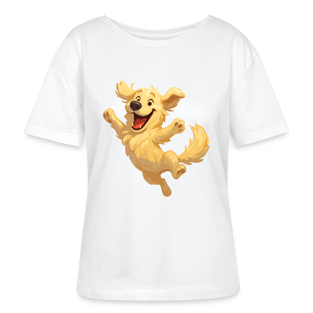 Golden Retriever Shirt Springender Cartoon – fröhliches Hundemotiv, perfektes Geschenk für Hundeliebhaber und Tierfreunde - Weiß