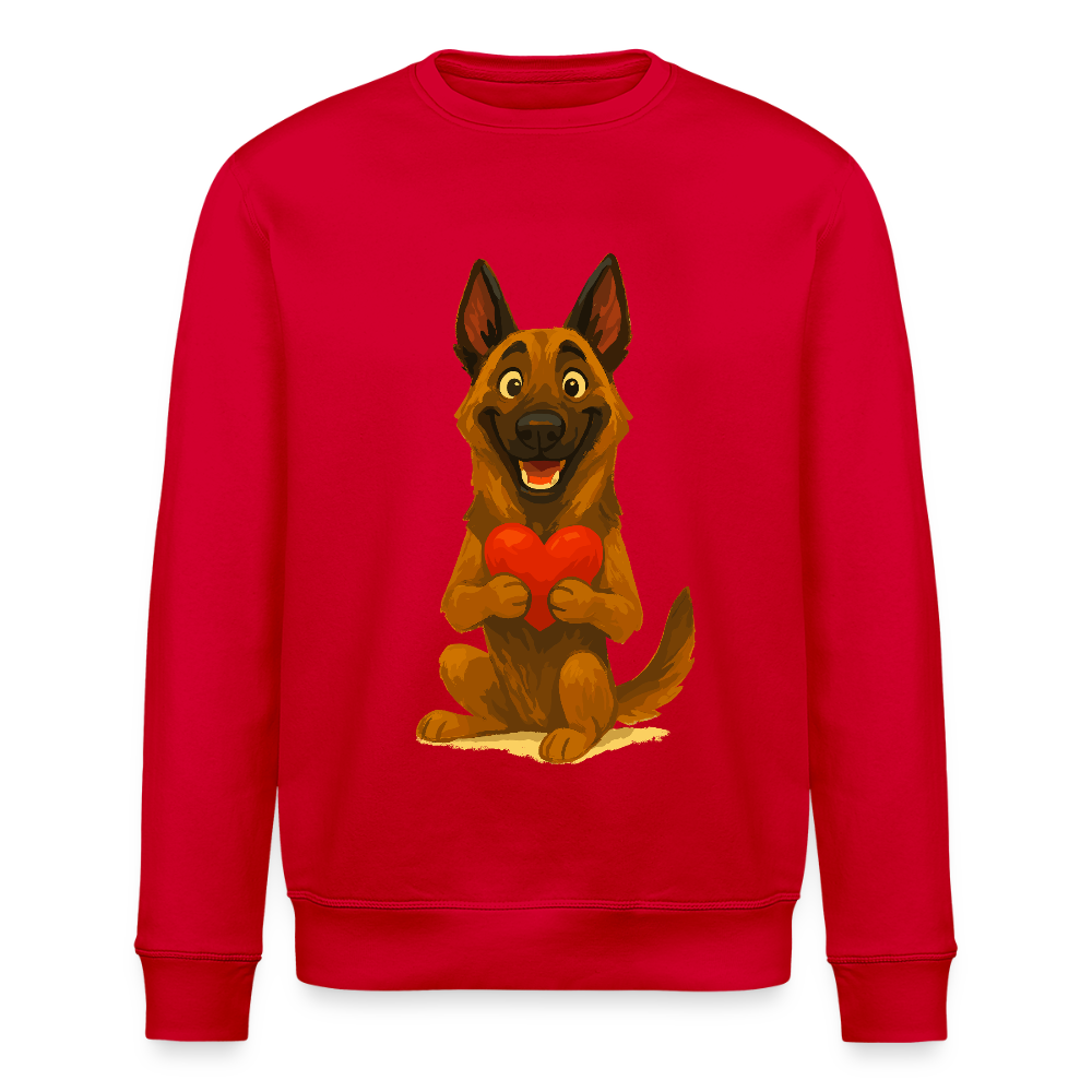 Malinois Sweatshirt mit Herz Cartoon – liebevoller Belgischer Schäferhund als Hunde Motiv für Hundeliebhaber und Geschenkideen - Rot