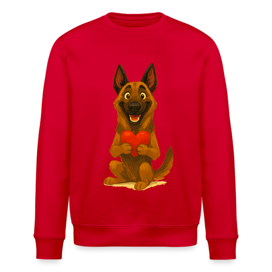 Malinois Sweatshirt mit Herz Cartoon – liebevoller Belgischer Schäferhund als Hunde Motiv für Hundeliebhaber und Geschenkideen - Rot