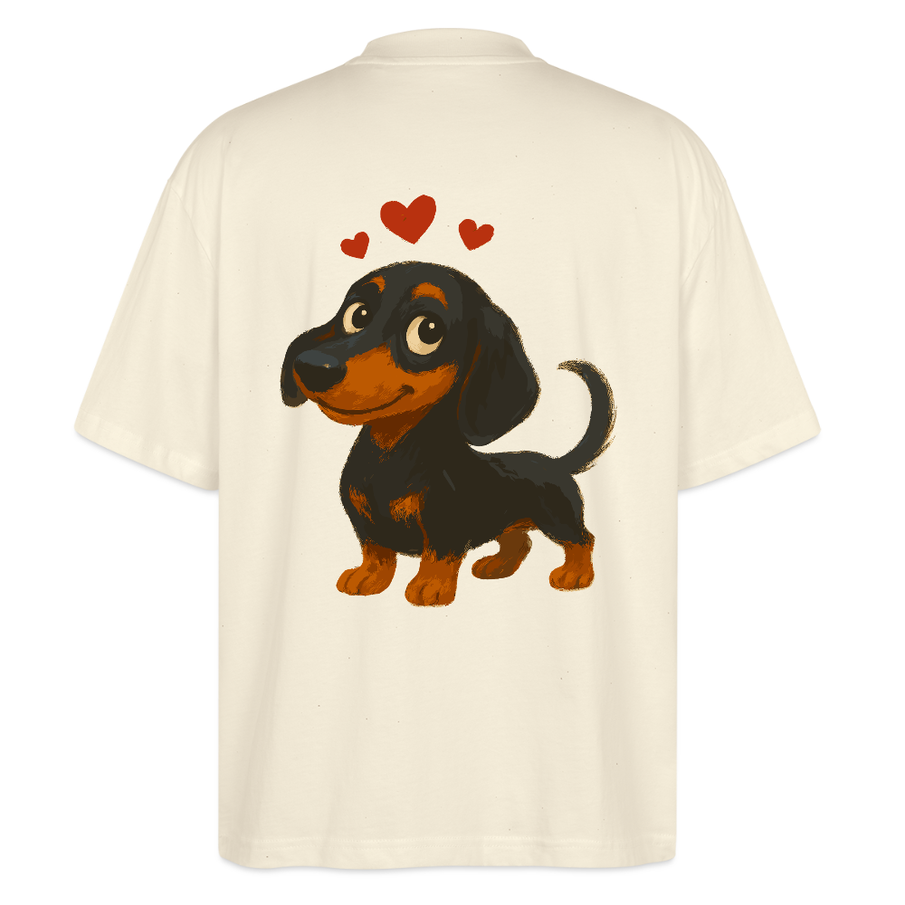 Dackel Oversized – Verliebter Cartoon Dachshund | Süßer Hund Pullover Geschenk mit Herzen für Valentinstag & Hundefans - Weißgrau