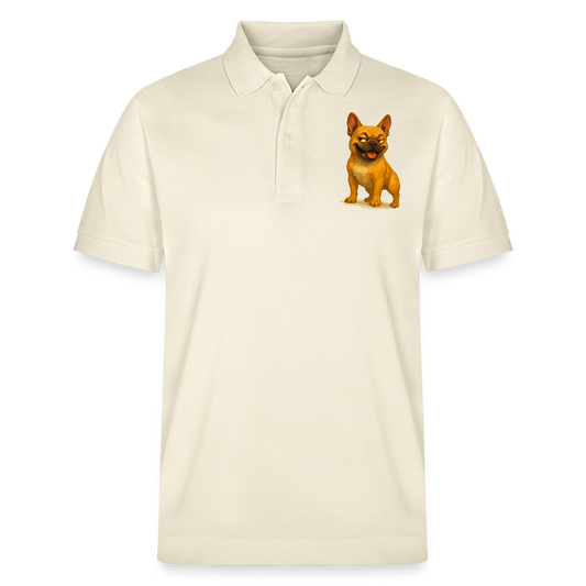 Französische Bulldogge Poloshirt - Frecher Cartoon mit verschmitztem Grinsen – Humorvolles Hunde Motiv für Tierfreunde und Geschenkideen - Weißgrau