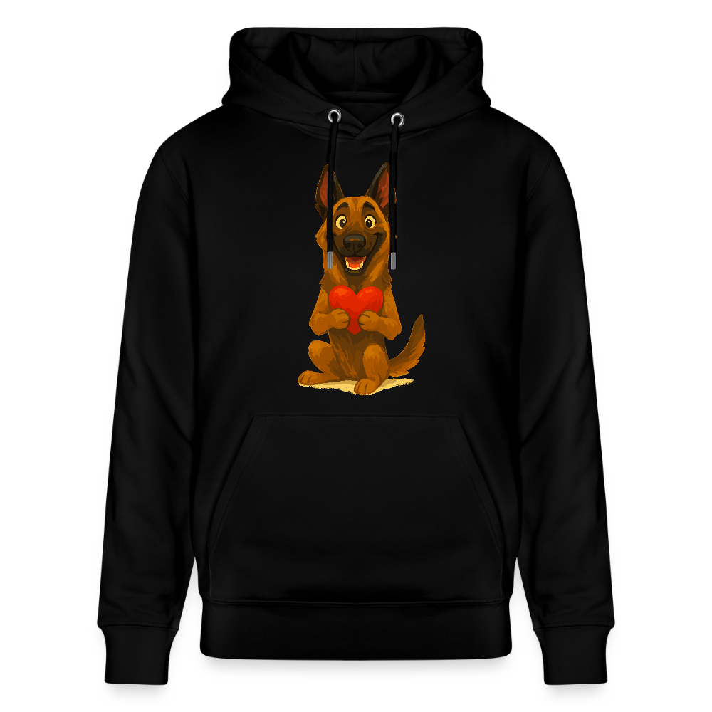 Malinois Hoodie mit Herz Cartoon – liebevoller Belgischer Schäferhund als Hunde Motiv für Hundeliebhaber und Geschenkideen - Schwarz