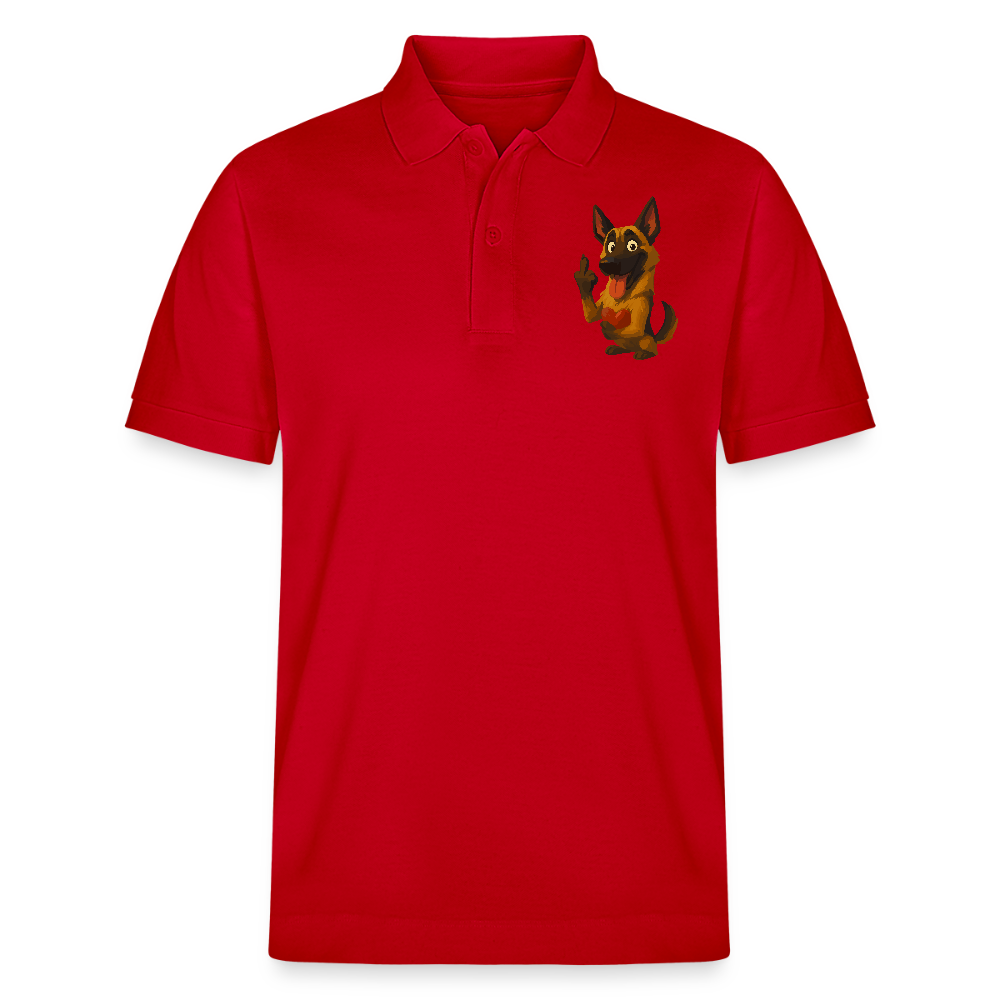 Frecher Malinois Poloshirt mit Herz – witziges und provokantes Hunde Cartoon Motiv für Hundeliebhaber mit Sinn für Humor - Rot
