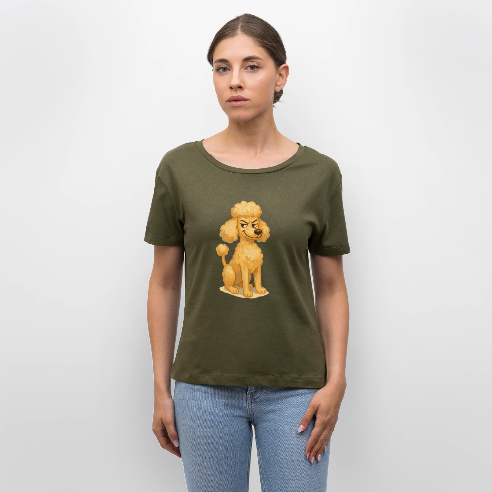 Frecher Pudel Shirt Cartoon im Malstil – Humorvolles Hundemotiv für Tierfreunde und Geschenkidee für Hundeliebhaber - Khaki