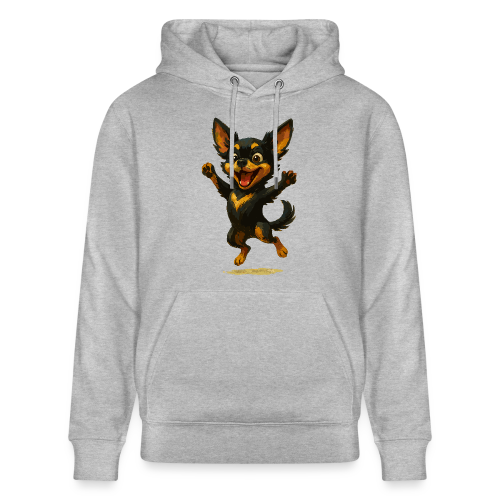 Fröhlicher Chihuahua Cartoon Hund – hüpfendes Tiermotiv voller Lebensfreude, witzige Geschenkidee für Hundefans und Tierfreunde - Grau meliert