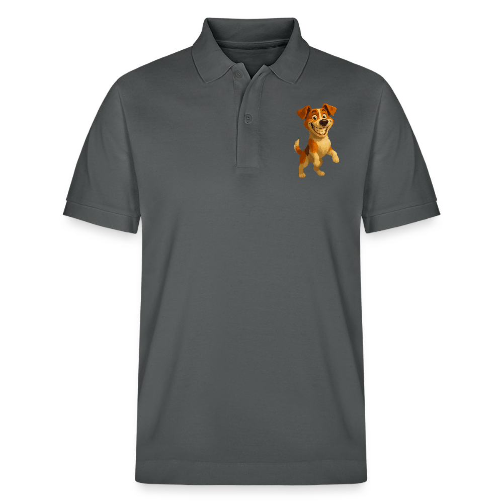 Jack Russell Terrier Poloshirt breit grinsend – süßer Cartoon Hund, lustiges Motiv für Hundeliebhaber & Geschenkidee für Tierfreunde - Anthrazit