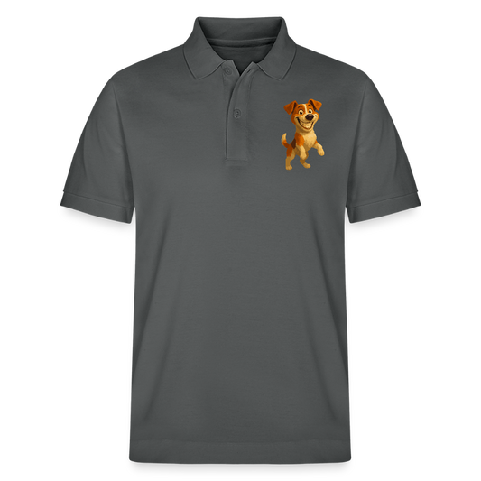 Jack Russell Terrier Poloshirt breit grinsend – süßer Cartoon Hund, lustiges Motiv für Hundeliebhaber & Geschenkidee für Tierfreunde - Anthrazit