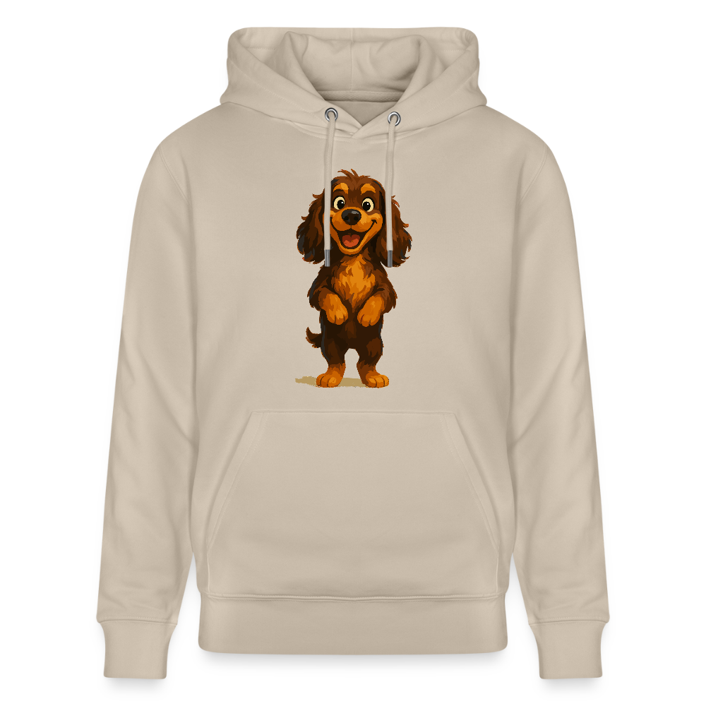 Cocker Spaniel Hoodie breit grinsend – Lustiger Cartoon Hund, fröhliches Motiv für Hundeliebhaber und Tierfreunde - Beige