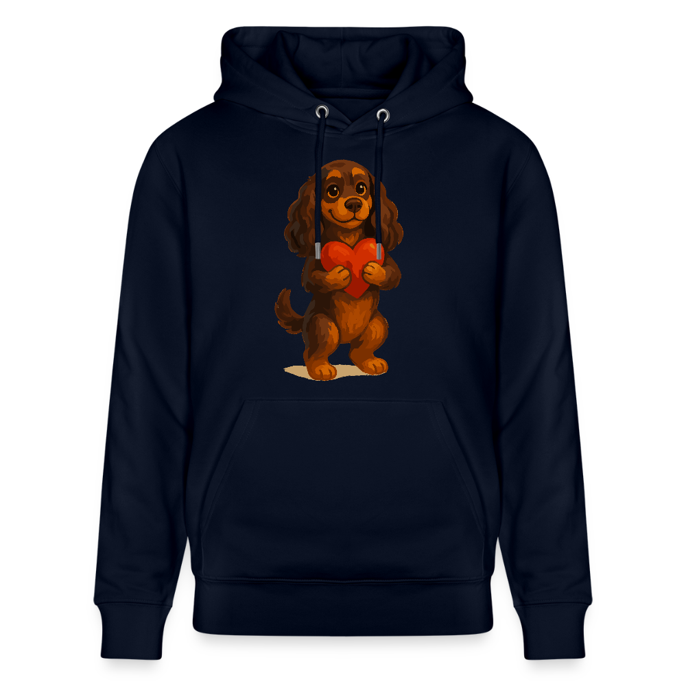 Cocker Spaniel Hoodie mit Herz – Süßer Cartoon Hund, perfektes Motiv für Valentinstag und Hundeliebhaber - Navy