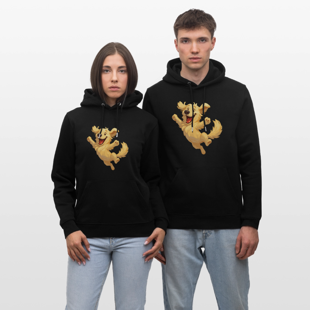 Golden Retriever Hoodie Springender Cartoon – fröhliches Hundemotiv, perfektes Geschenk für Hundeliebhaber und Tierfreunde - Schwarz