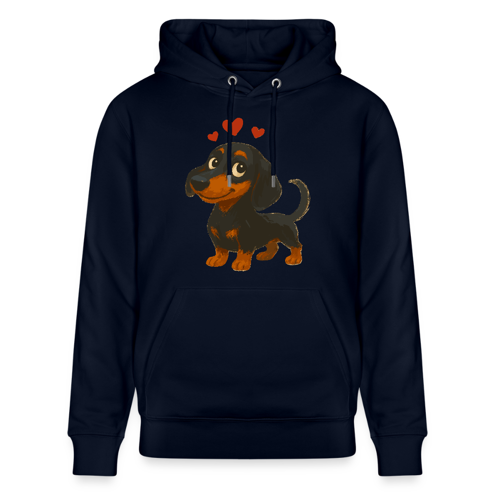 Dackel Hoodie – Verliebter Cartoon Dachshund | Süßer Hund Pullover Geschenk mit Herzen für Valentinstag & Hundefans - Navy