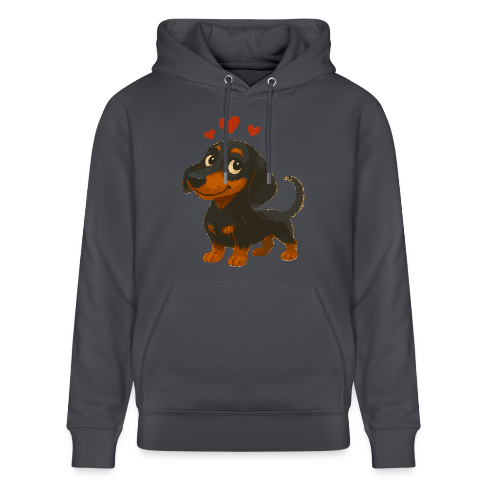 Dackel Hoodie – Verliebter Cartoon Dachshund | Süßer Hund Pullover Geschenk mit Herzen für Valentinstag & Hundefans - Indigoblau