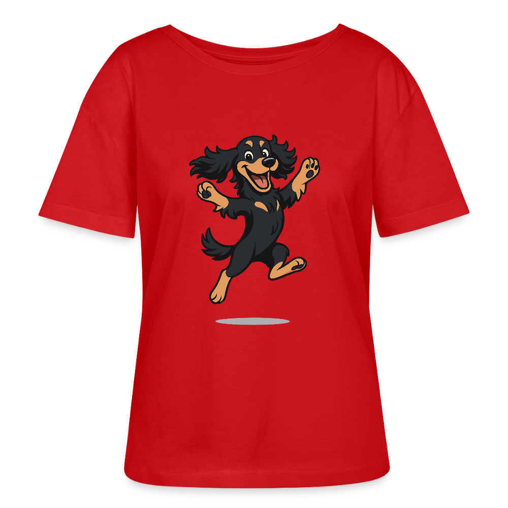 Cocker Spaniel Shirt - fröhlicher hüpfender Cartoon  – lustiges Hundemotiv voller Freude, Geschenkidee für Hundeliebhaber und Tierfreunde - Rot