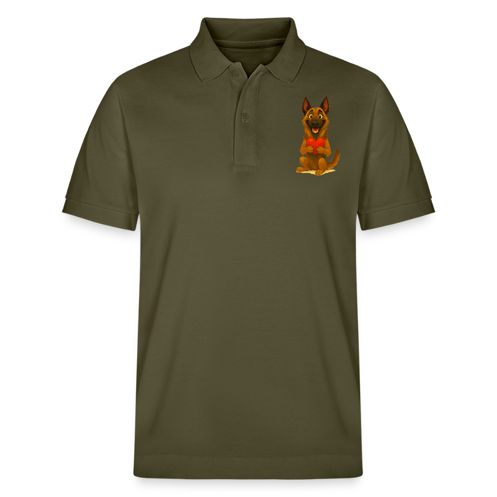 Malinois Poloshirt mit Herz Cartoon – liebevoller Belgischer Schäferhund als Hunde Motiv für Hundeliebhaber und Geschenkideen - Khaki
