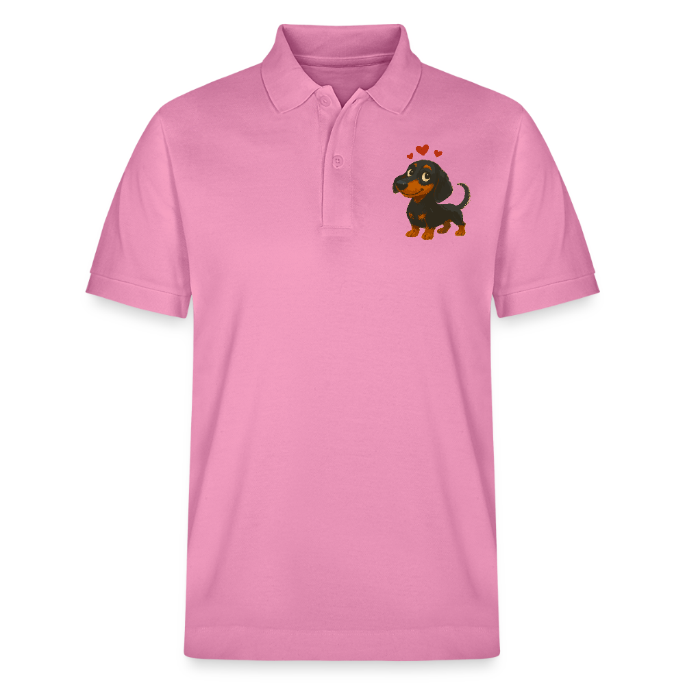 Dackel Poloshirt – Verliebter Cartoon Dachshund | Süßer Hund Pullover Geschenk mit Herzen für Valentinstag & Hundefans - Blasenrosa