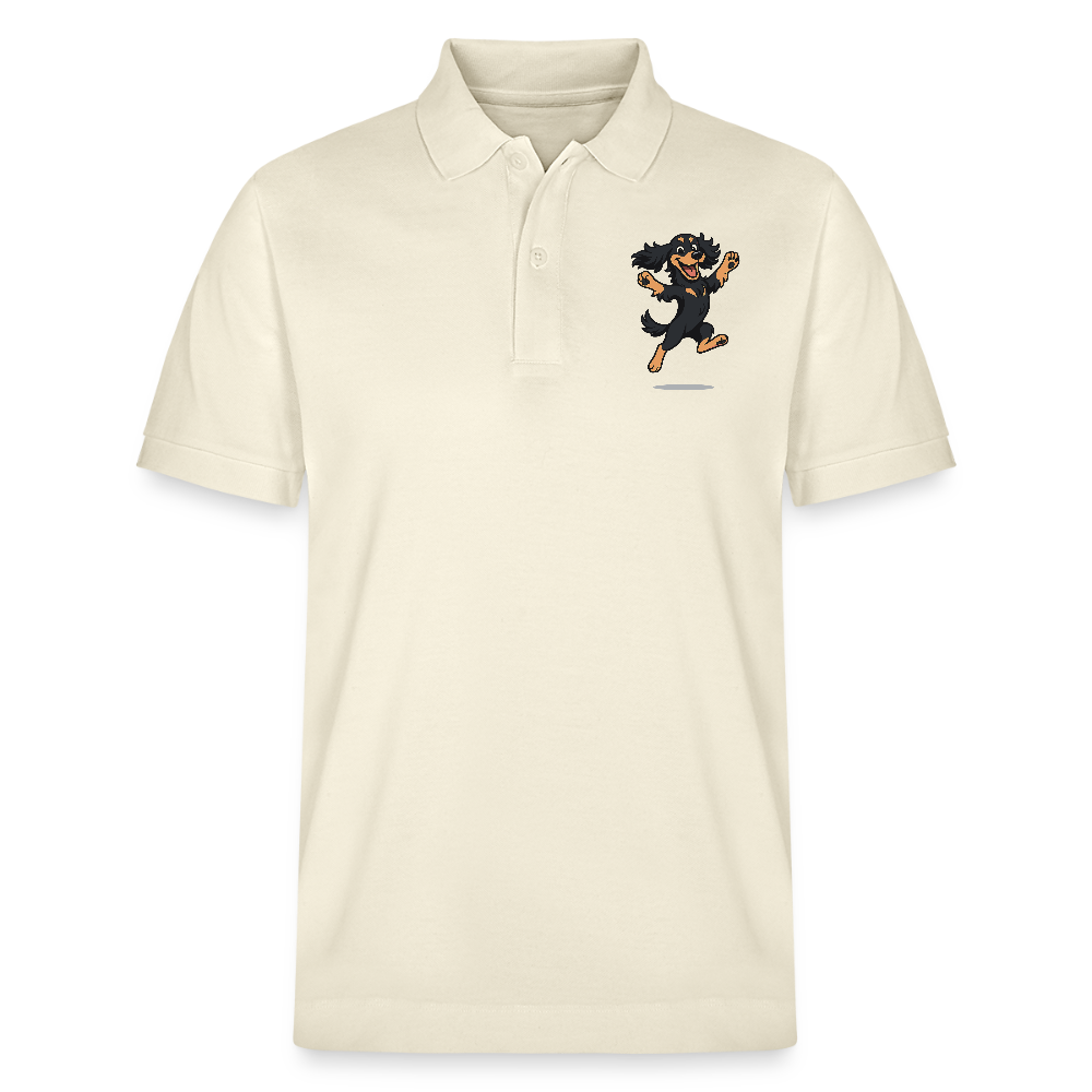 Cocker Spaniel Poloshirt - fröhlicher hüpfender Cartoon  – lustiges Hundemotiv voller Freude, Geschenkidee für Hundeliebhaber und Tierfreunde - Weißgrau