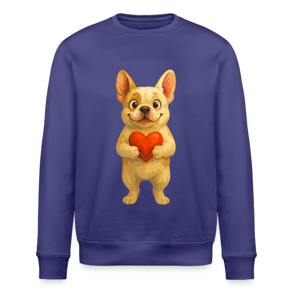 Französische Bulldogge Sweatshirt mit Herz Cartoon – Liebevolles Hunde Motiv für Valentinstag, Freundschaft und Geschenkideen - Dämmerung