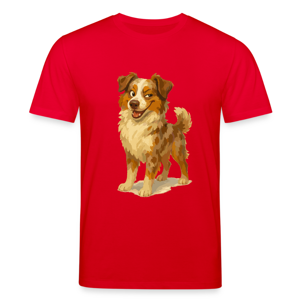 Australian Shepherd T-Shirt Frecher Cartoon mit verschmitztem Grinsen – Humorvolles Hunde Motiv für Tierfreunde und Geschenkideen - Rot