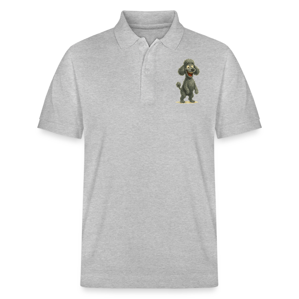 Pudel Poloshirt mit breitem Grinsen Lustiger Cartoon – Witziges Hunde Design für Pudel Fans und Hundeliebhaber - Grau meliert