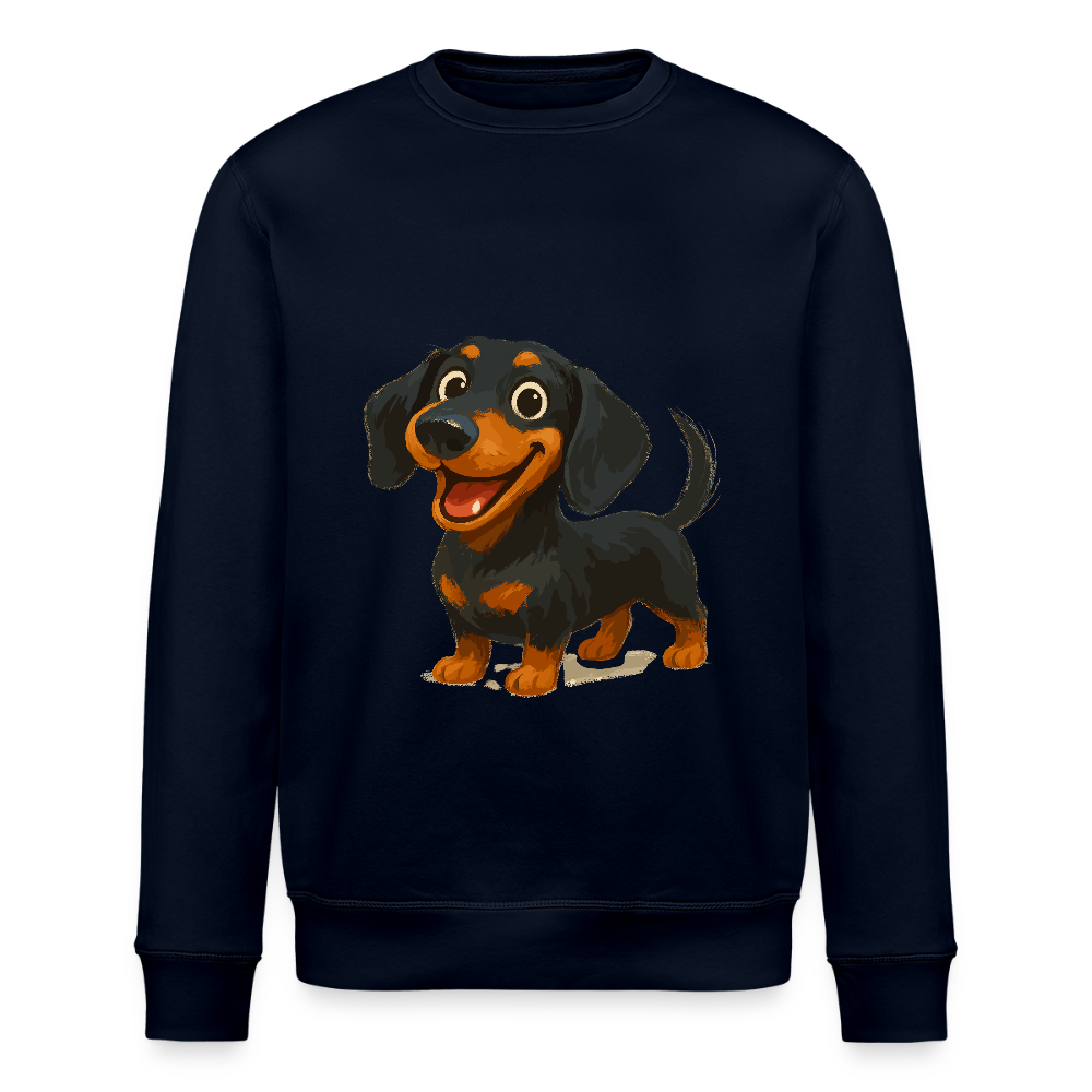 Dackel Sweatshirt – Fröhlicher Cartoon Dachshund | Niedlicher Hund Pullover Geschenk für Hundefans - Navy