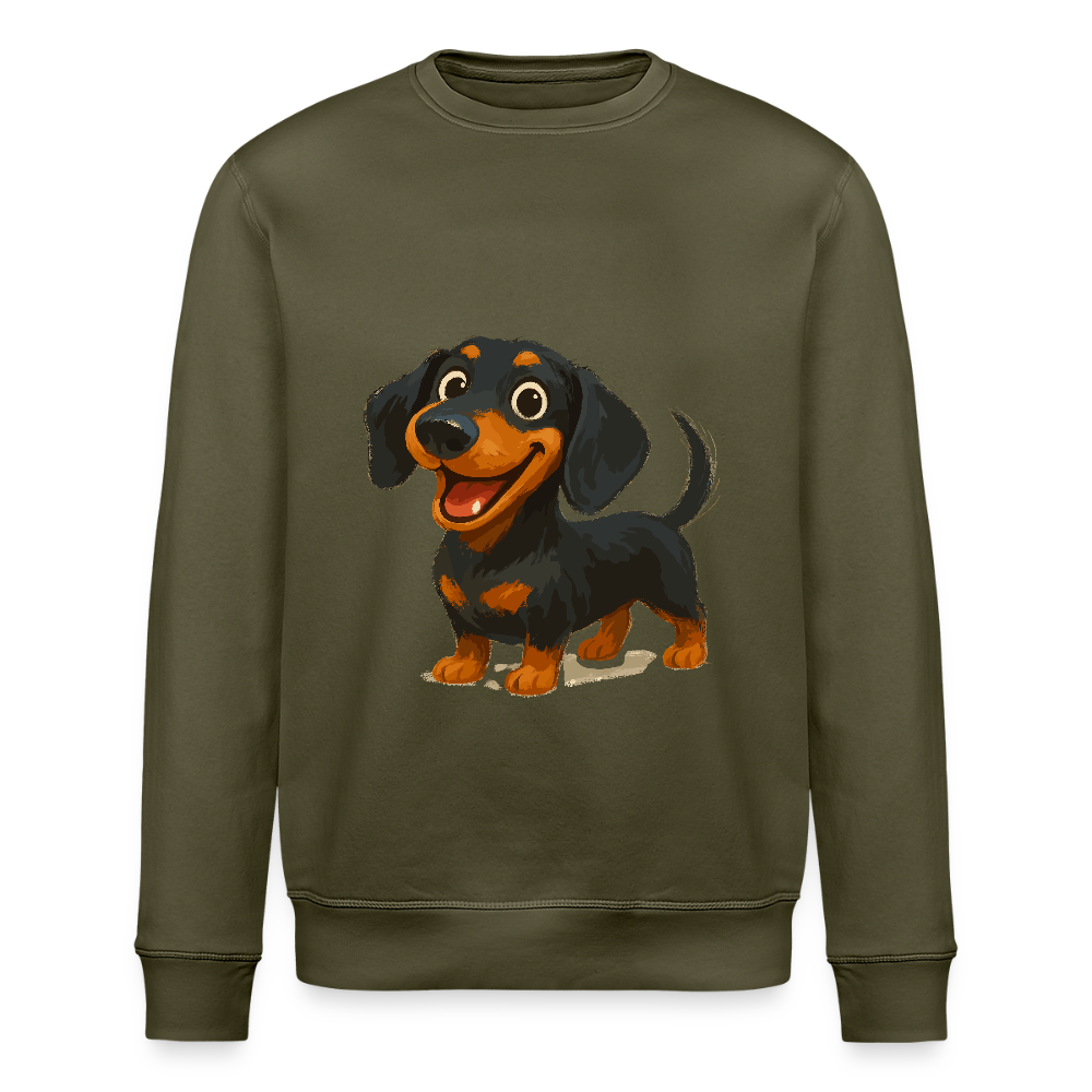 Dackel Sweatshirt – Fröhlicher Cartoon Dachshund | Niedlicher Hund Pullover Geschenk für Hundefans - Khaki