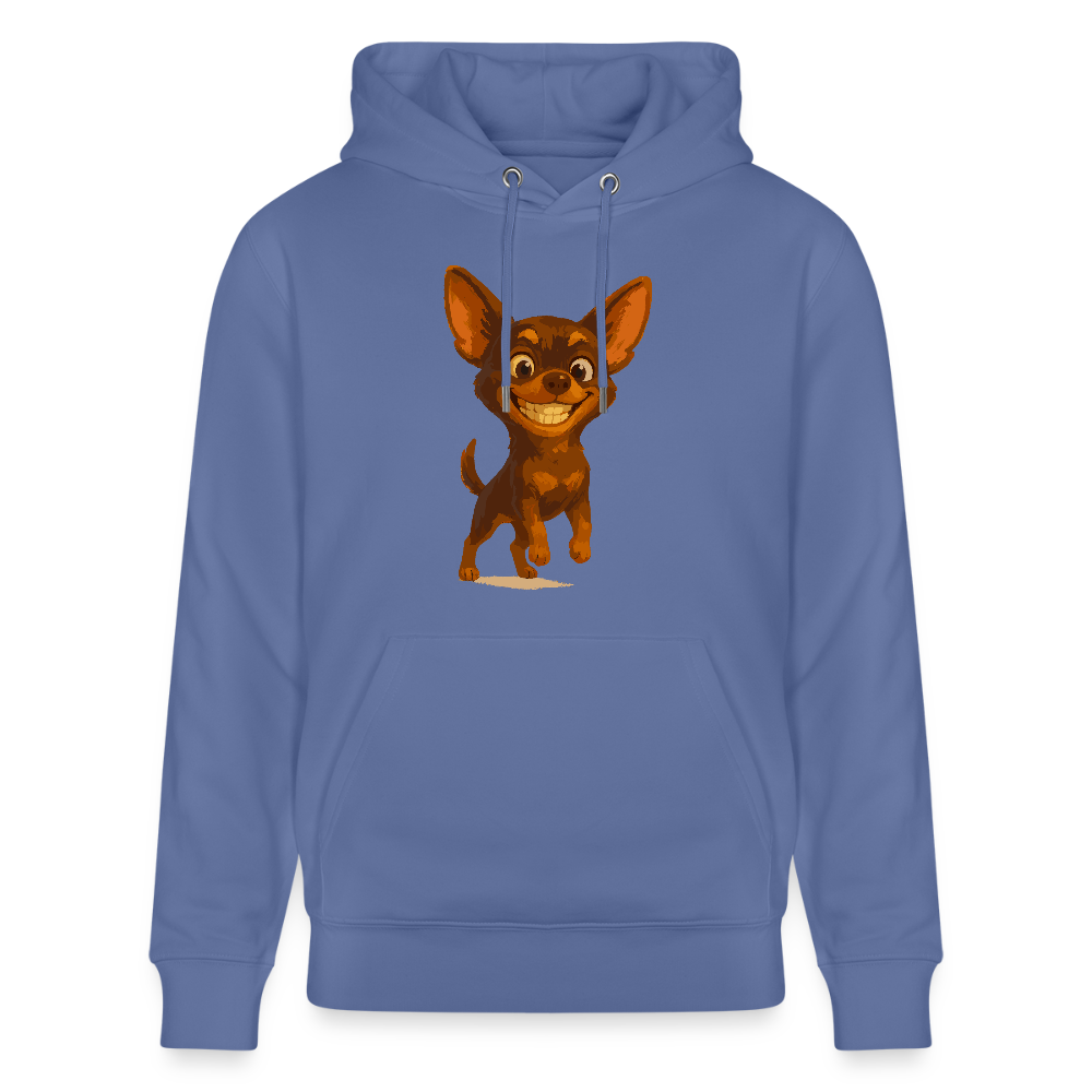 Grinsender Chihuahua Hoodie Cartoon Hund – witziges Tiermotiv mit großem Lächeln, Geschenkidee für Hundefans und Tierfreunde - Blau