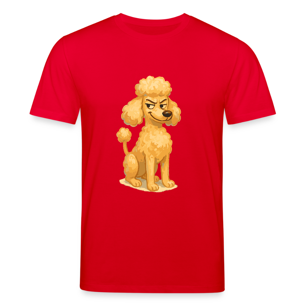 Frecher Pudel T-Shirt Cartoon im Malstil – Humorvolles Hundemotiv für Tierfreunde und Geschenkidee für Hundeliebhaber - Rot