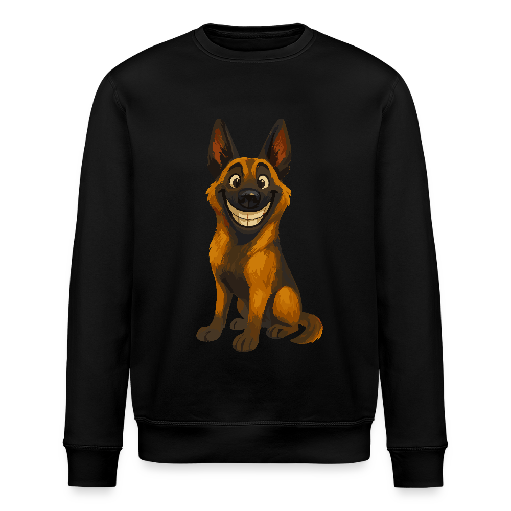 Malinois Sweatshirt Grinsender Cartoon – lustiger Belgischer Schäferhund im gemalten Stil als humorvolles Hunde Motiv für Hundeliebhaber - Schwarz