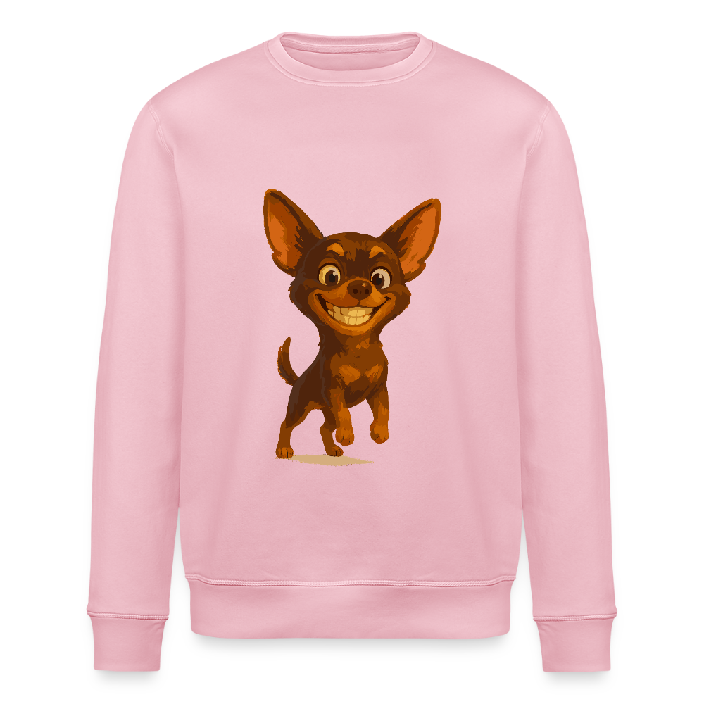 Grinsender Chihuahua Sweatshirt Cartoon Hund – witziges Tiermotiv mit großem Lächeln, Geschenkidee für Hundefans und Tierfreunde - Hellrosa
