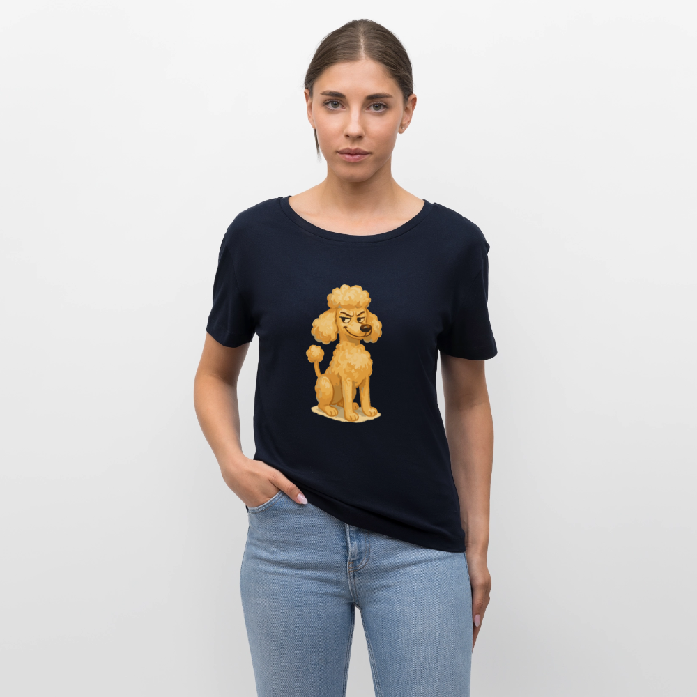 Frecher Pudel Shirt Cartoon im Malstil – Humorvolles Hundemotiv für Tierfreunde und Geschenkidee für Hundeliebhaber - Navy