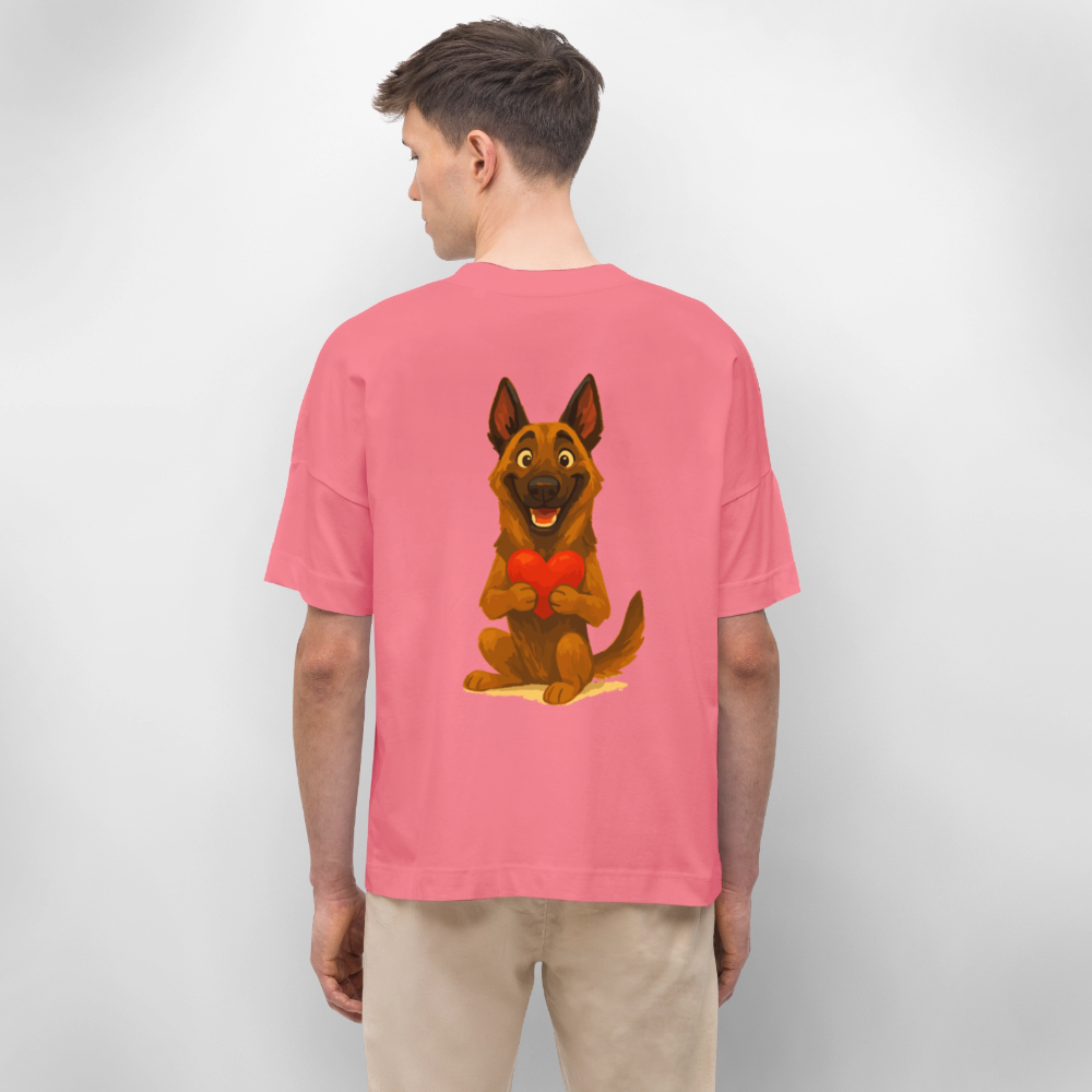 Malinois Oversized mit Herz Cartoon – liebevoller Belgischer Schäferhund als Hunde Motiv für Hundeliebhaber und Geschenkideen - Pink