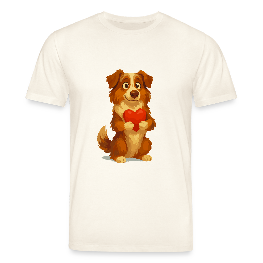 Australian Shepherd T-Shirt Süßer Cartoon mit Herz – Liebevolles Hunde Motiv für Valentinstag, Freundschaft und Geschenkideen - Naturweiß