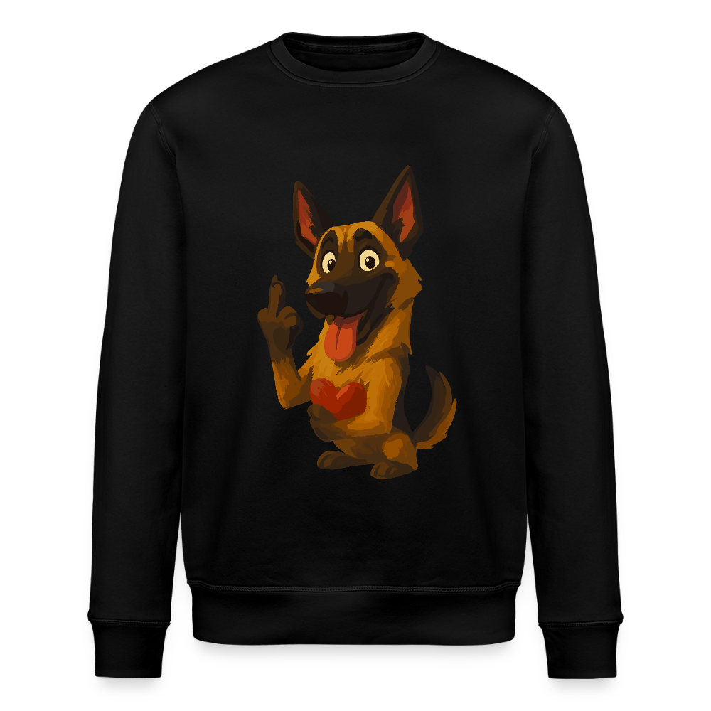 Frecher Malinois Sweatshirt mit Herz – witziges und provokantes Hunde Cartoon Motiv für Hundeliebhaber mit Sinn für Humor - Schwarz