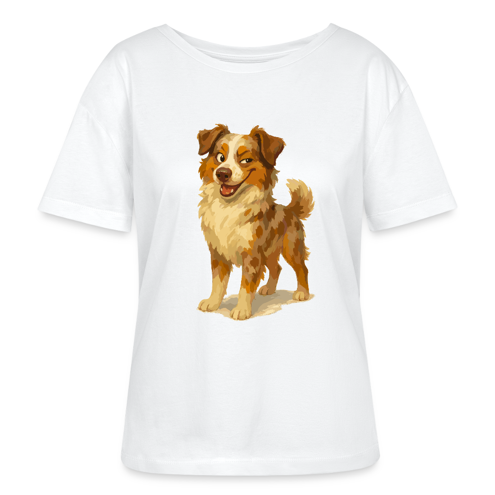 Australian Shepherd Shirt Frecher Cartoon mit verschmitztem Grinsen – Humorvolles Hunde Motiv für Tierfreunde und Geschenkideen - Weiß