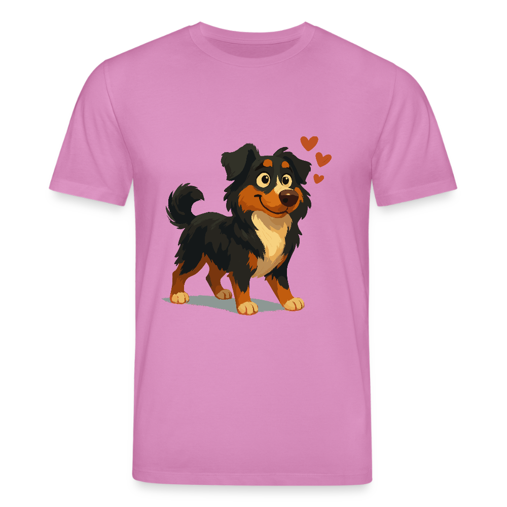 Australian Shepherd T-Shirt Verliebter Cartoon mit roten Herzen – Liebevolles Hunde Motiv für Valentinstag, Freundschaft und Geschenkideen - Pink