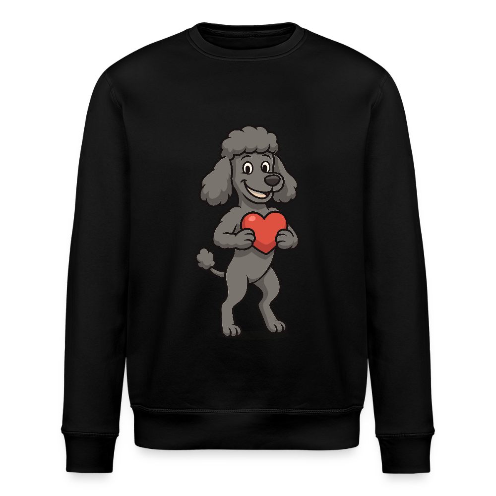 Pudel Sweatshirt mit Herz Cartoon – Liebevolles Hunde Motiv für Valentinstag, Geschenke und Hundeliebhaber - Schwarz