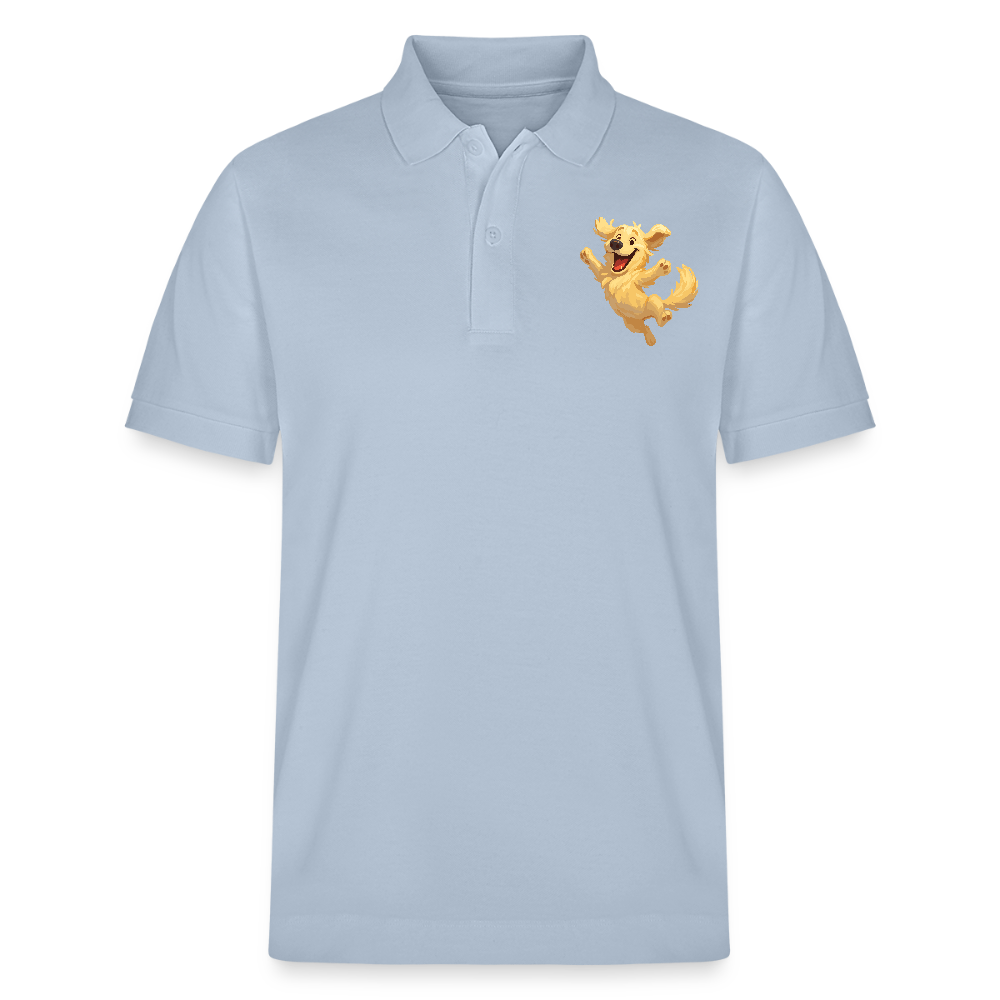 Golden Retriever Poloshirt Springender Cartoon – fröhliches Hundemotiv, perfektes Geschenk für Hundeliebhaber und Tierfreunde - sky Blue