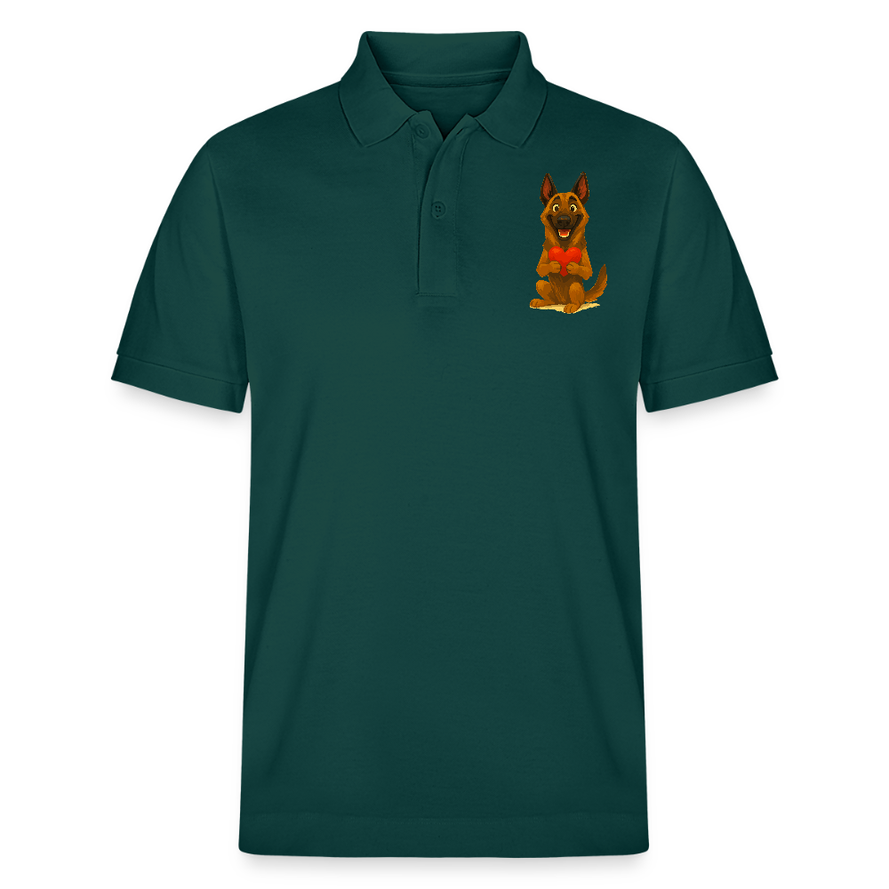 Malinois Poloshirt mit Herz Cartoon – liebevoller Belgischer Schäferhund als Hunde Motiv für Hundeliebhaber und Geschenkideen - Glasiertes Grün