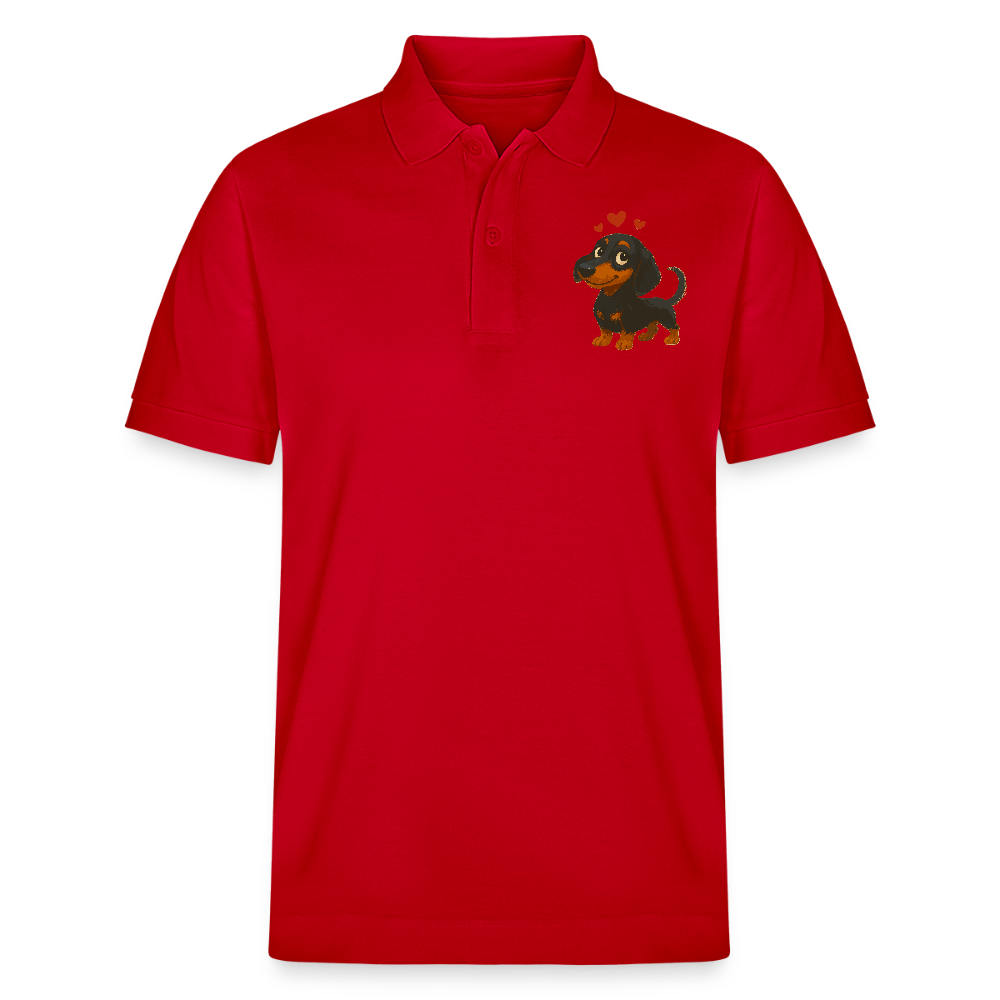 Dackel Poloshirt – Verliebter Cartoon Dachshund | Süßer Hund Pullover Geschenk mit Herzen für Valentinstag & Hundefans - Rot