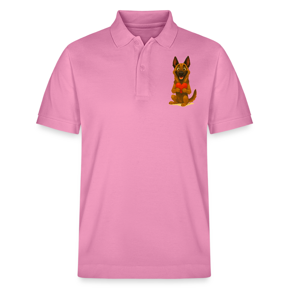 Malinois Poloshirt mit Herz Cartoon – liebevoller Belgischer Schäferhund als Hunde Motiv für Hundeliebhaber und Geschenkideen - Blasenrosa